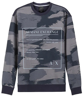 Armani Exchange 男士海軍藍迷彩圓領長袖衛衣 AE SS22 3LZMHB-ZJEFZ-25BE Buy Armani Exchange 男士海軍藍迷彩圓領長袖衛衣 AE SS22 3LZMHB-ZJEFZ-25BE
