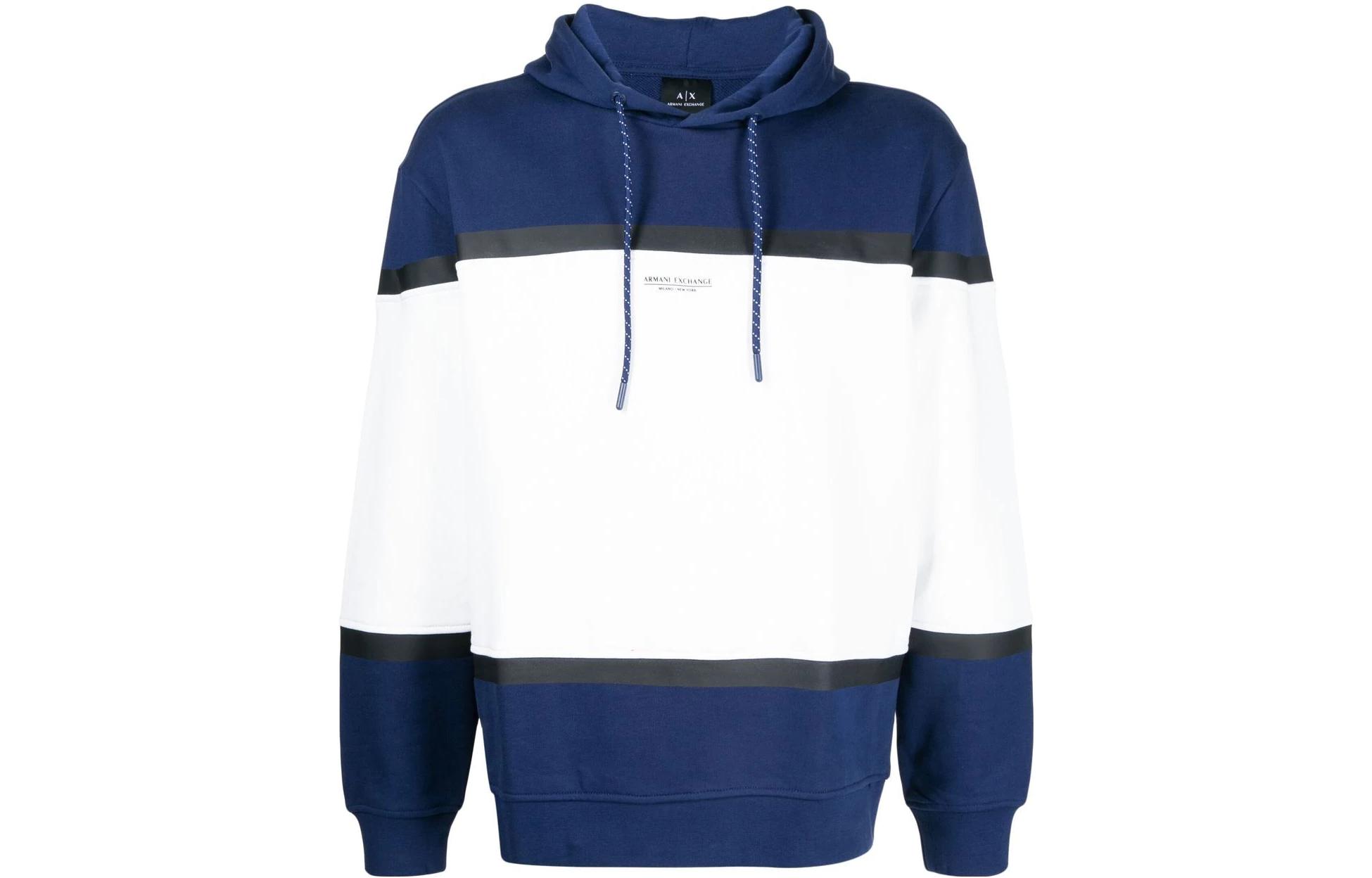 Armani Exchange AE SS22 Colorblock Sweatshirt Men’s Blue White 3LZMLA-ZJ4XZ-85BM