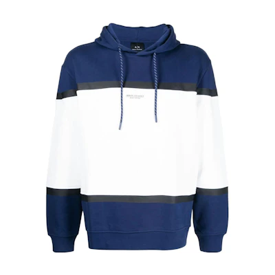 Armani Exchange AE SS22 Colorblock Sweatshirt Men’s Blue White 3LZMLA-ZJ4XZ-85BM
