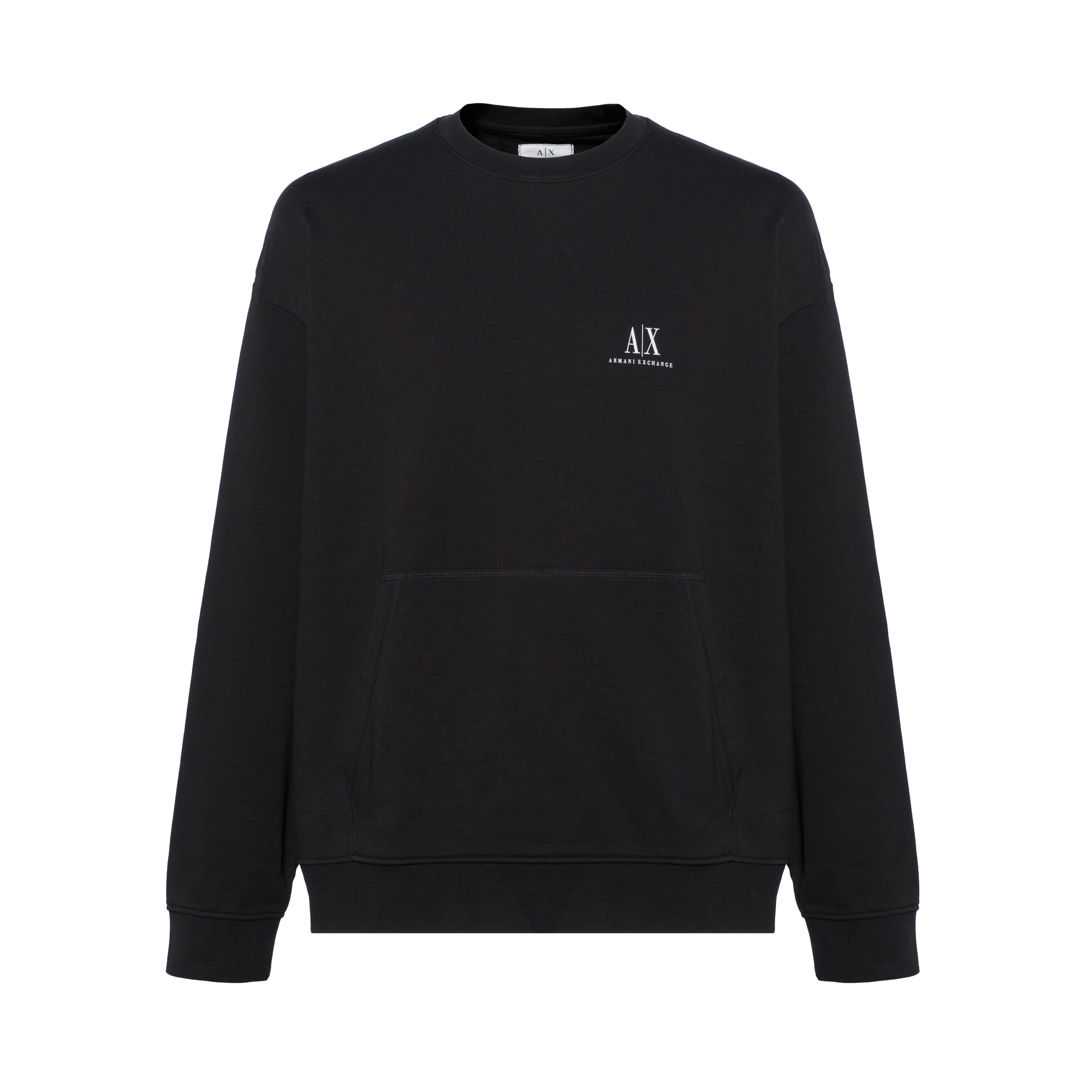 Armani Exchange AE SS22 Letter Print Crewneck Pullover Sweatshirt Black 8NZMSC-ZJKRZ-1200