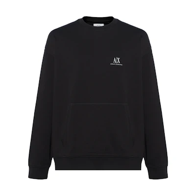 Armani Exchange AE SS22 Letter Print Crewneck Pullover Sweatshirt Black 8NZMSC-ZJKRZ-1200