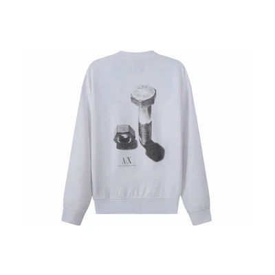 Armani Exchange AE SS22 Logo Bolt Graphic Cotton Sweatshirt White 8NZMSC-ZJKRZ-1100