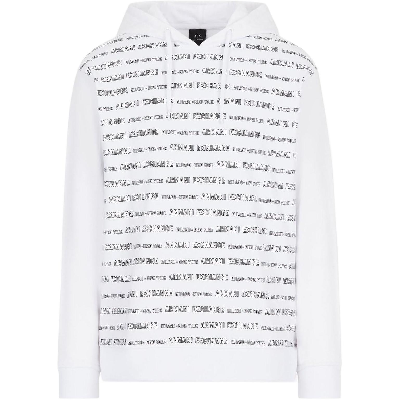 Armani Exchange AE SS22 Logo Print Drawstring Hoodie White 3LZMMW-ZJBAZ-NLV22