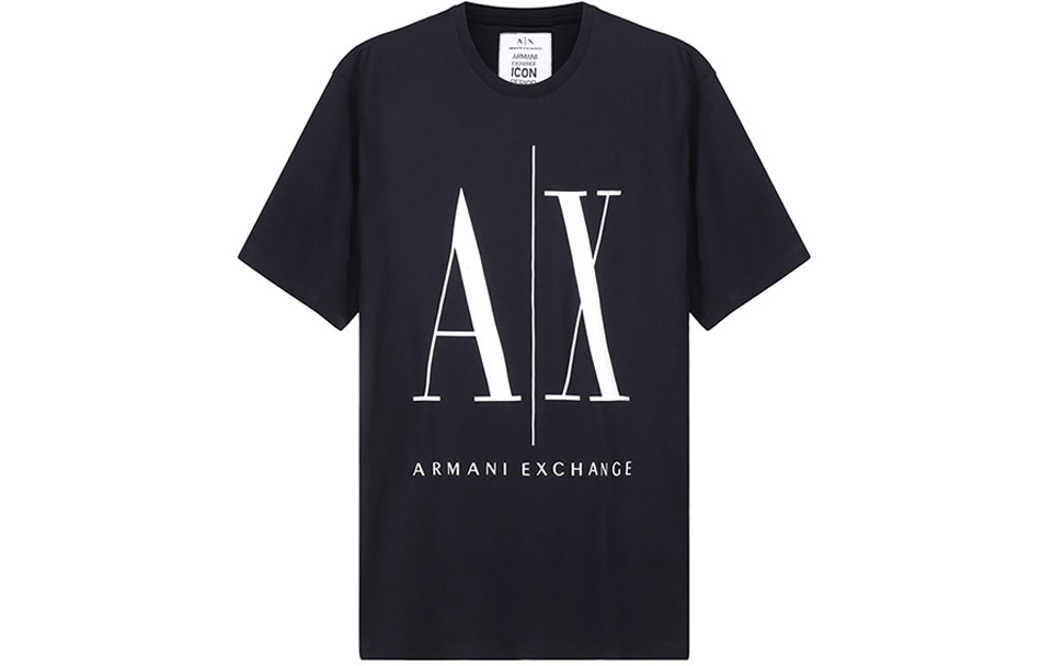 Armani Exchange AE SS22 Navy Blue Logo Print Crew Neck T-Shirt 8NZTPA-ZJH4Z-1510
