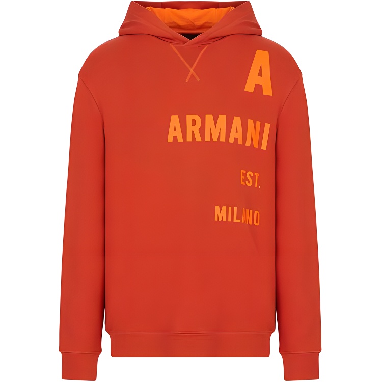 Armani Exchange AE SS22 Orange Logo Print Pullover Hoodie 3LZMBA-ZJ6RZ-1498