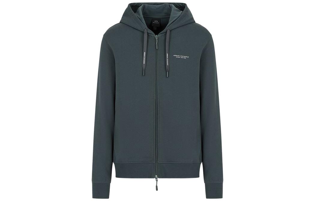 Armani Exchange AE SS22 Solid Logo Zip Hoodie Jacket Green 8NZM95-ZJKRZ-1863