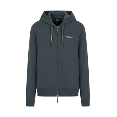 Armani Exchange AE SS22 Solid Logo Zip Hoodie Jacket Green 8NZM95-ZJKRZ-1863
