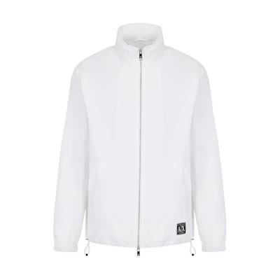 Armani Exchange AE SS22 White Solid Logo Patch Zip-Up Jacket 3LZB03-ZNB7Z-1100