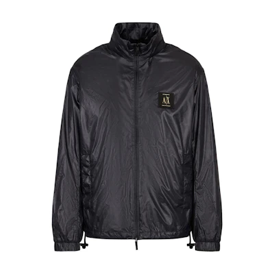 ARMANI EXCHANGE AE SS23 Black Letter Logo Print Zip-Up Jacket. 8NZBP9-ZNYWZ-1200