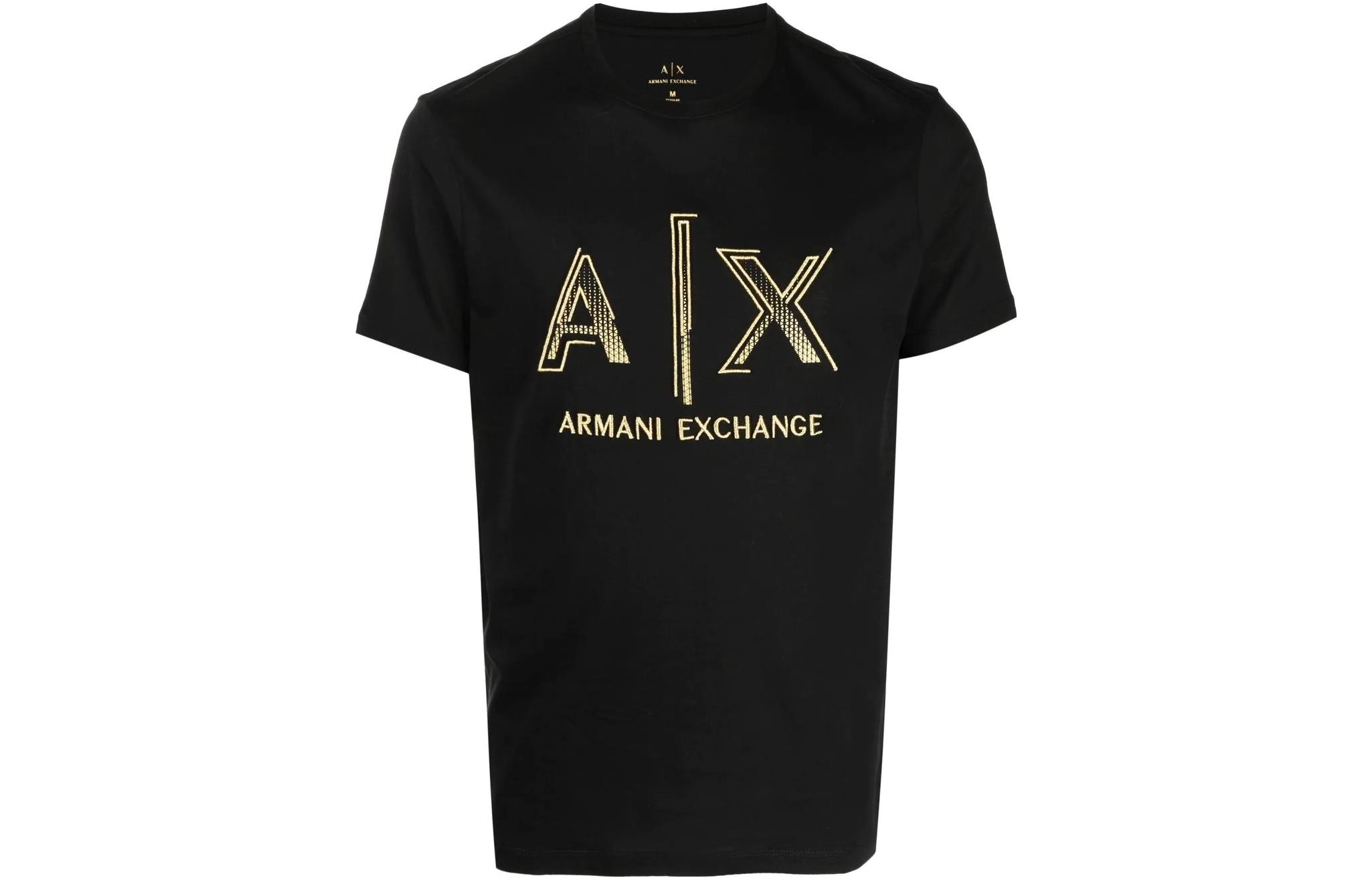 Armani Exchange AE SS23 Black Crewneck Letter Print Men’s T-Shirt 3RZTRC-ZJ9AZ-1200