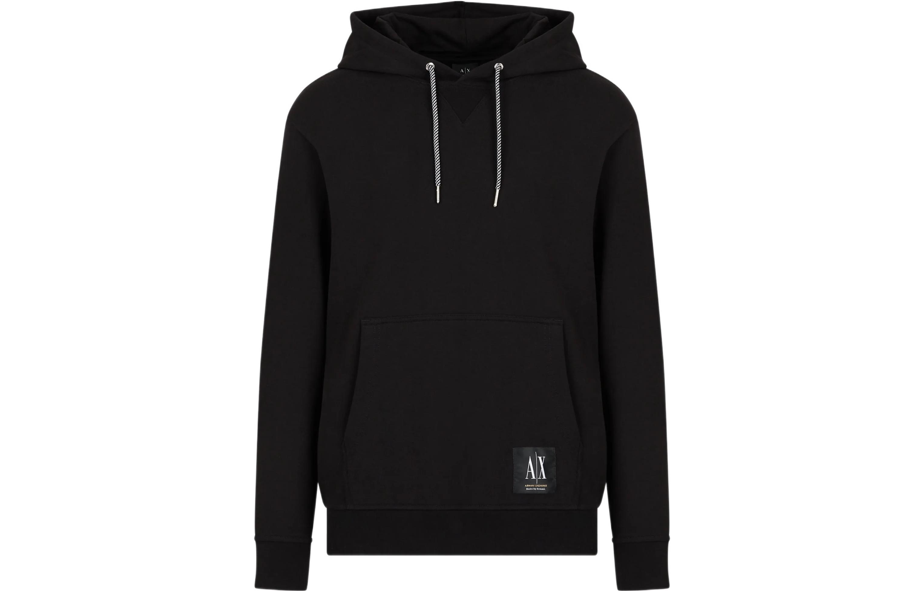 Armani Exchange AE SS23 Black Letter Print Pullover Sweatshirt for Men 3RZMAA-ZJ83Z-1200