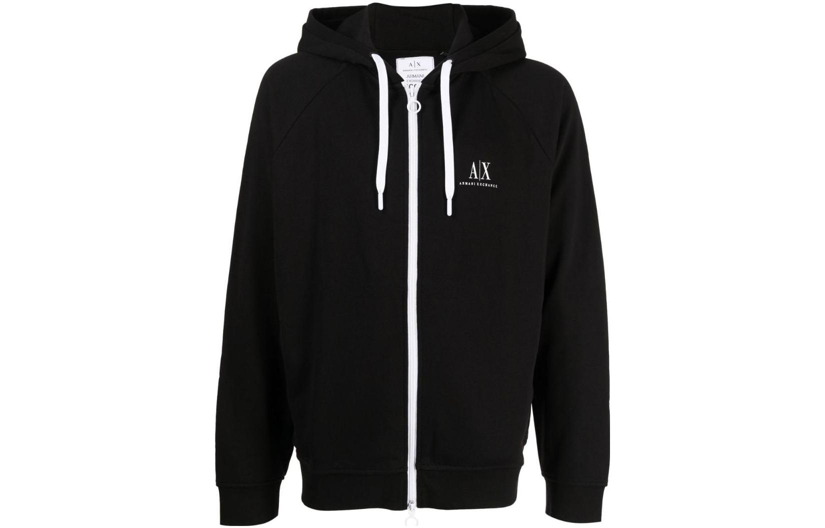 Order Armani Exchange AE SS23 黑色拉鍊連帽外套 字母印花設計 8NZMSR-ZJKRZ-1200