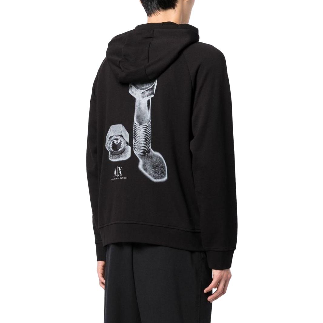 Shop Armani Exchange AE SS23 黑色拉鍊連帽外套 字母印花設計 8NZMSR-ZJKRZ-1200