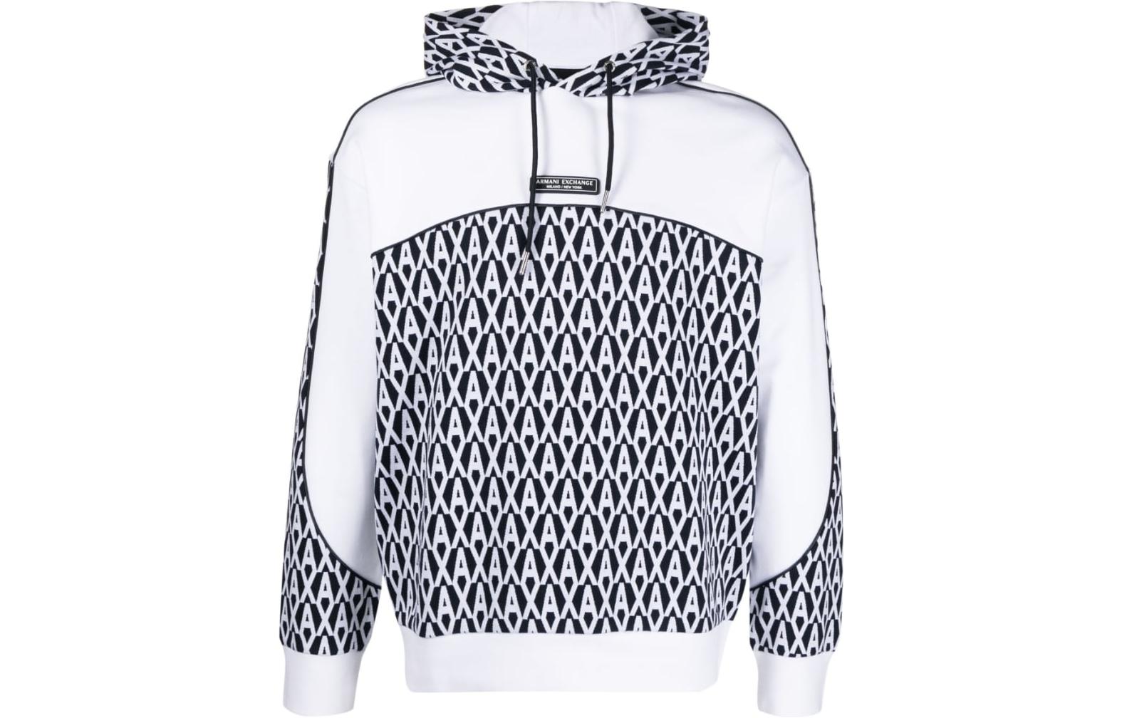 Armani Exchange AE SS23 Classic Logo Print White Long Sleeve Sweatshirt Men 3RZMLA-ZJGFZ-85CP