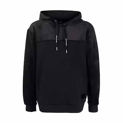 Armani Exchange AE SS23 Colorblock Hoodie Black Long Sleeve Casual 6LZMKA-ZJ6LZ-1200