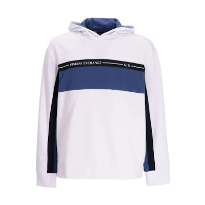 Armani Exchange AE SS23 Colorblock Logo Print Hoodie White 3RZMFB-ZJDEZ-81AV
