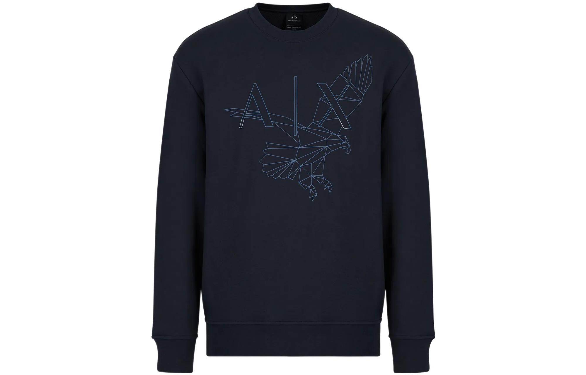 Armani Exchange AE SS23 Graphic Print Crewneck Sweatshirt Navy Blue - 3RZMAQ-ZJTDZ-1510