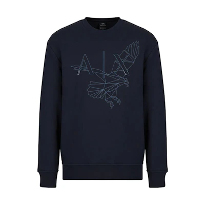 Armani Exchange AE SS23 Graphic Print Crewneck Sweatshirt Navy Blue - 3RZMAQ-ZJTDZ-1510