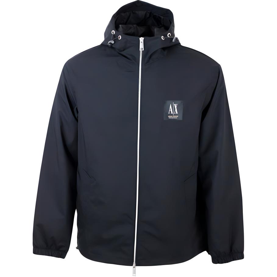 Armani Exchange AE SS23 Logo Drawstring Hoodie Jacket Men’s Black 3RZB19-ZNB7Z-1200