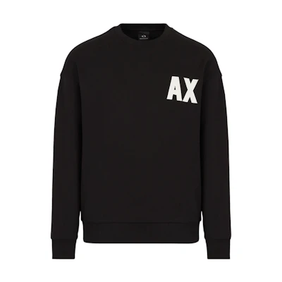 Armani Exchange AE SS23 Logo Print Cotton Crewneck Sweatshirt Unisex Black 3RZMKEZ-J1ZZ1-1200