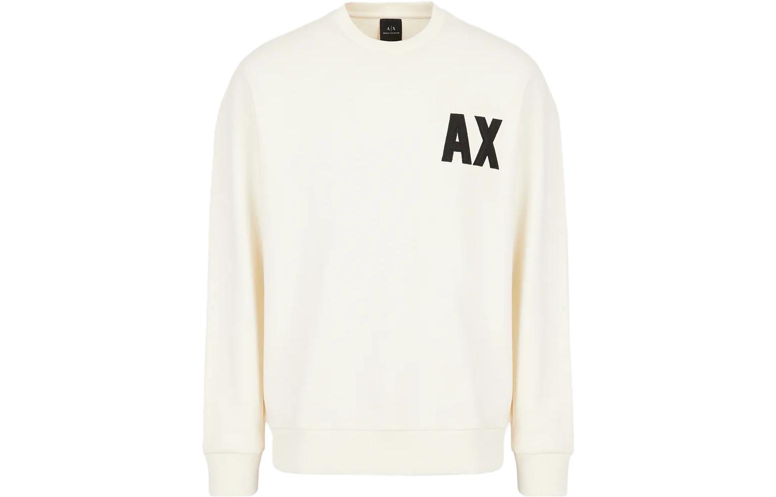 Armani Exchange AE SS23 Logo Print Cotton Sweatshirt Unisex White 3RZMKEZ-J1ZZ1-1130