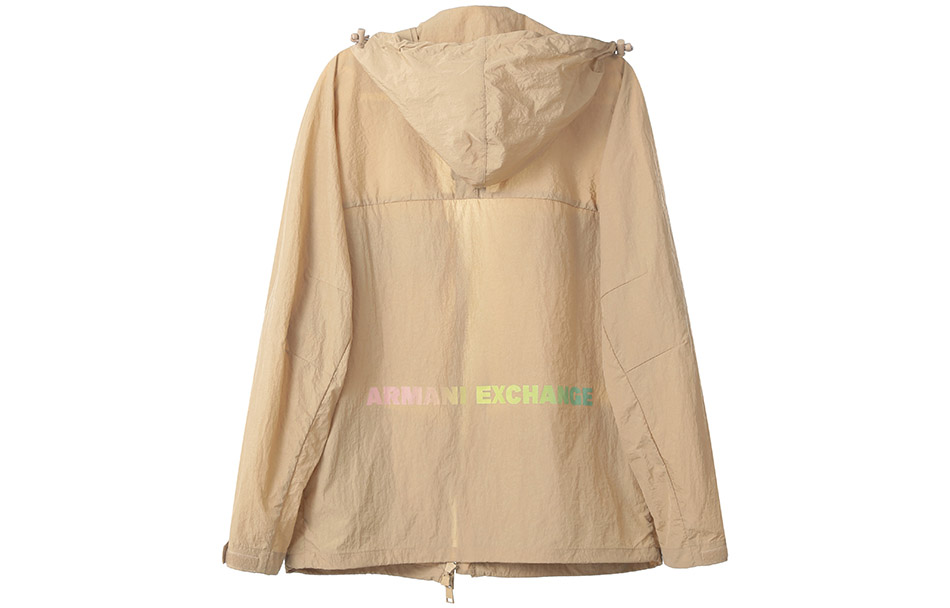 Lookbook ARMANI EXCHANGE AE SS23 Logo Print Hooded Zip Jacket Men’s Deep Beige 3RZB30-ZN1CZ-1772