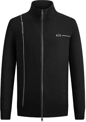Armani Exchange AE SS23 Logo Print Knit Jacket Black - Zip-Up Design 3RZE1A-ZMQ7Z-1200 Buy Armani Exchange AE SS23 Logo Print Knit Jacket Black - Zip-Up Design 3RZE1A-ZMQ7Z-1200