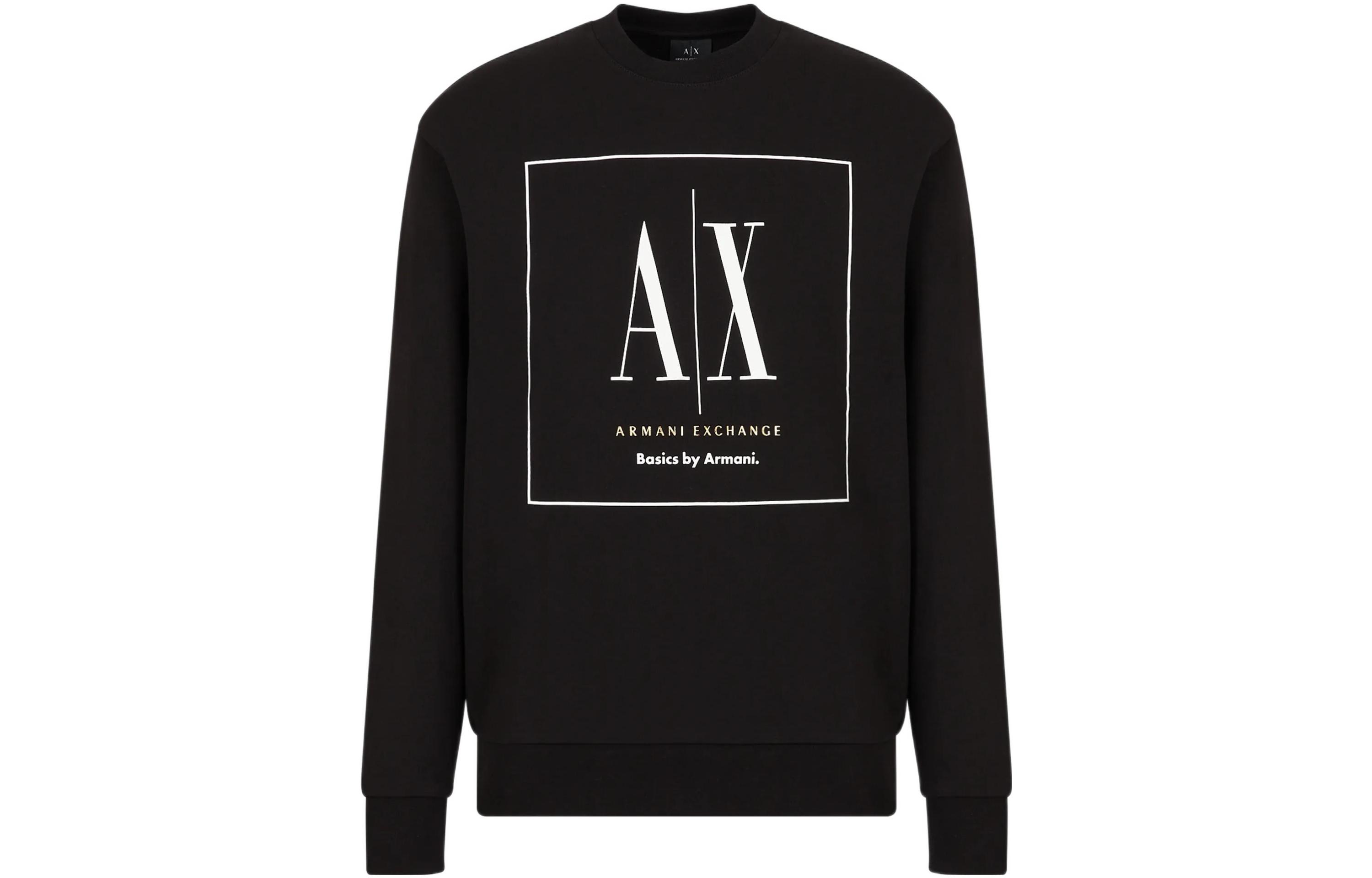 Armani Exchange AE SS23 Logo Print Pullover Sweatshirt Black 3RZMAB-ZJ83Z-1200