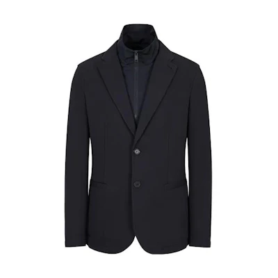 Armani Exchange AE SS23 Solid Color Layered Look Long Sleeve Blazer Jacket 3RZGFE-ZJXGZ-1510