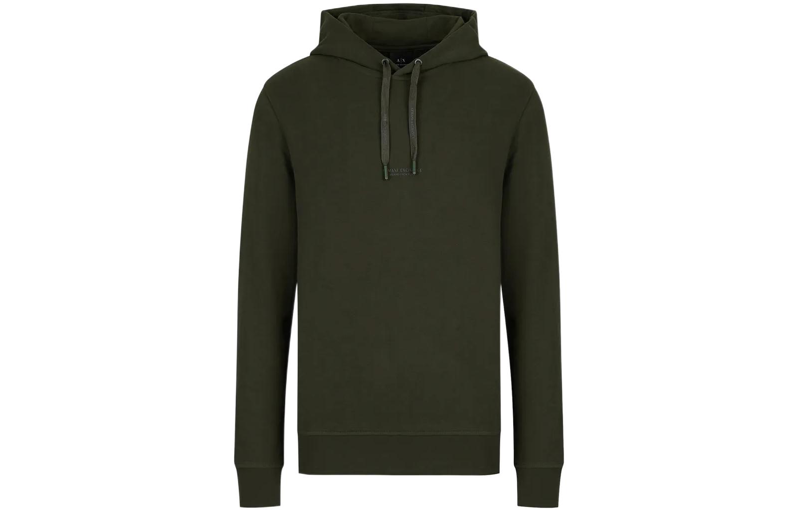 Armani Exchange AE SS23 Solid Logo Hoodie Dark Green 8NZM94-ZJKRZ-6829