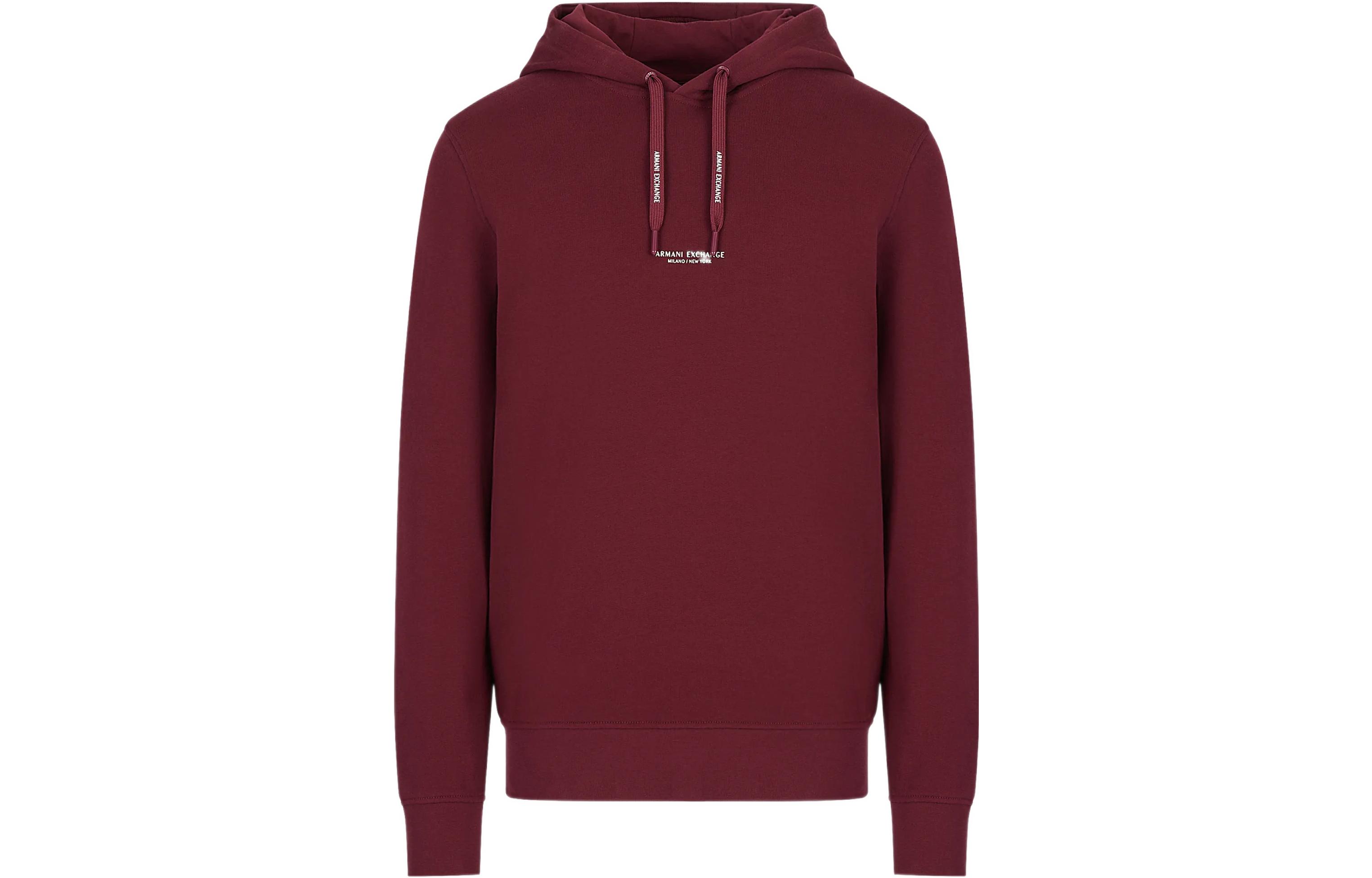 Armani Exchange AE SS23 Solid Logo Hoodie Dark Red 8NZM94-ZJKRZ-1440