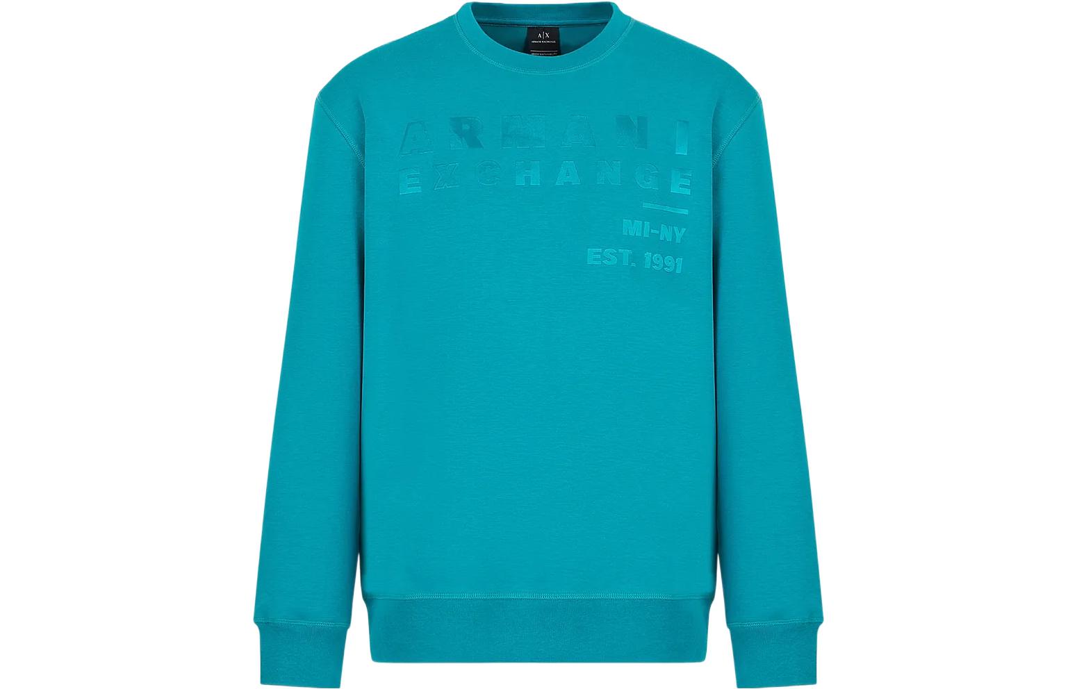 Armani Exchange AE SS23 Solid Logo Print Sweatshirt Men’s Sky Blue 3RZMCBZ-JMAZ1-15CL