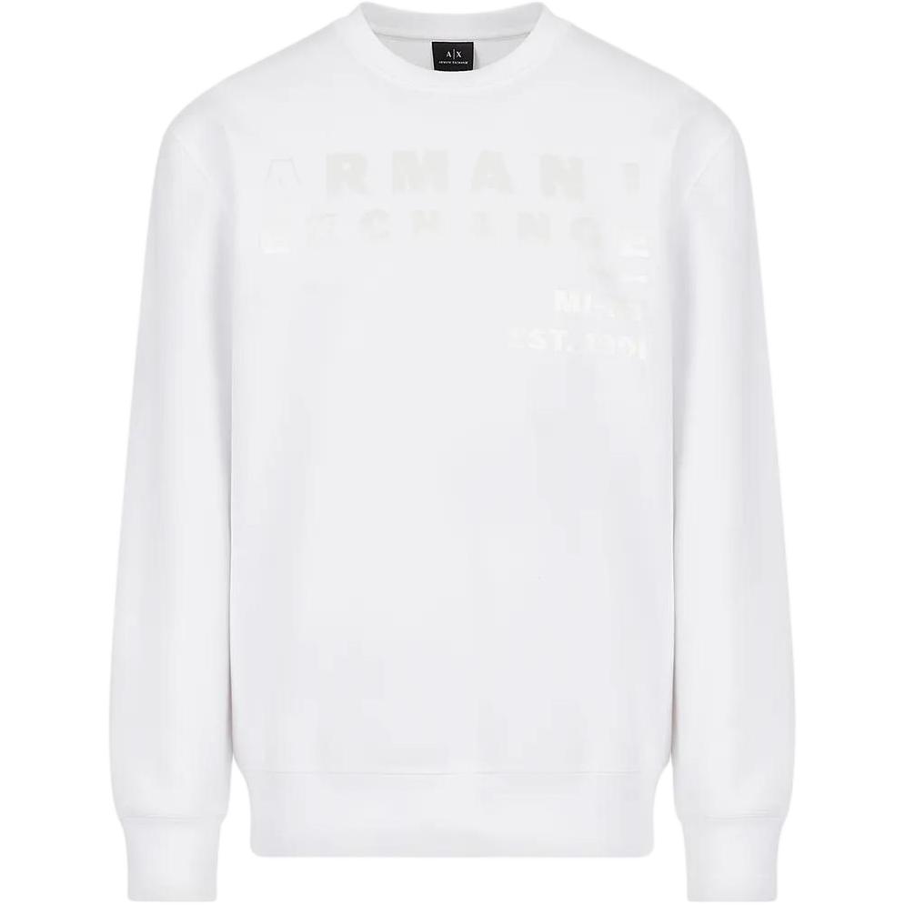 Armani Exchange AE SS23 White Solid Logo Print Sweatshirt 3RZMCB-ZJMAZ-1100