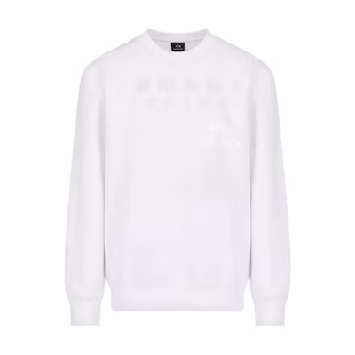 Armani Exchange AE SS23 White Solid Logo Print Sweatshirt 3RZMCB-ZJMAZ-1100