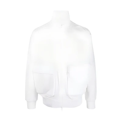 Armani Exchange AE SS23 White Solid Zip-Up Bomber Jacket 3RZB22-ZN1AZ-11100