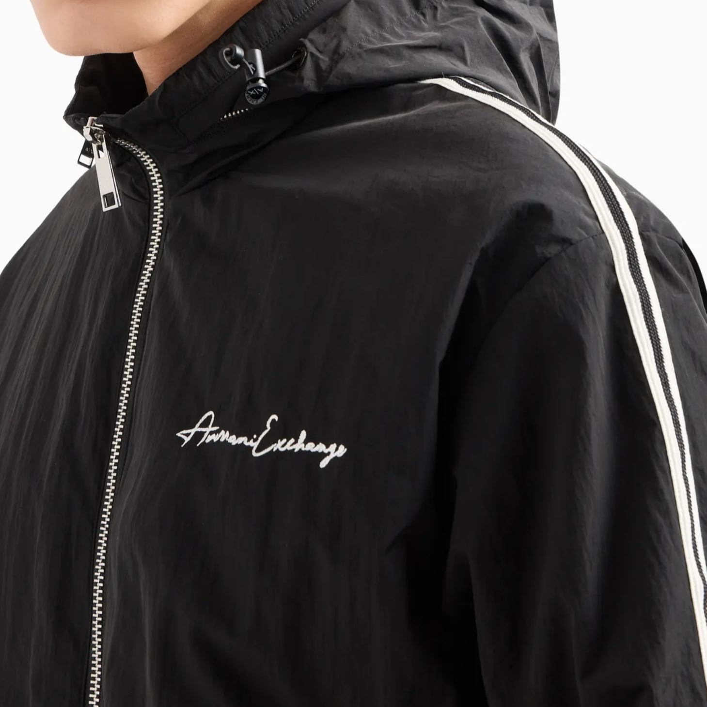 ARMANI EXCHANGE AE SS24  Black Cotton Hoodie with Logo Embroidery. 8NZB99-ZNXXZ-1200 圖 6