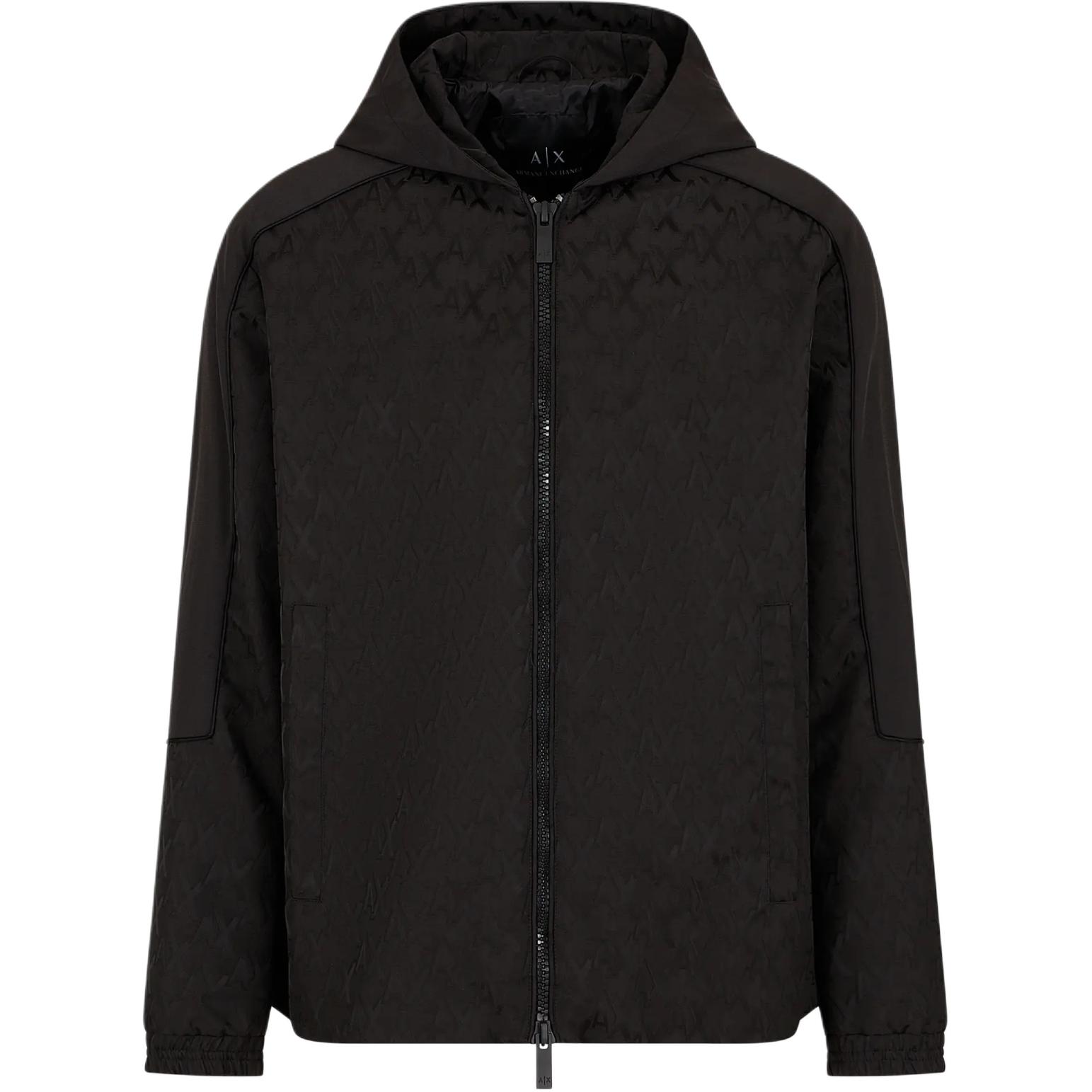 Order ARMANI EXCHANGE AE SS24 Allover Logo Hooded Jacket Black -  Fashion. 6DZBL1-ZN5YZ-1200