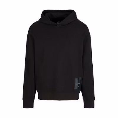 Armani Exchange AE SS24 Black Solid Logo Hoodie Long Sleeve Sweatshirt 3DZMJA-ZJDPZ-1200