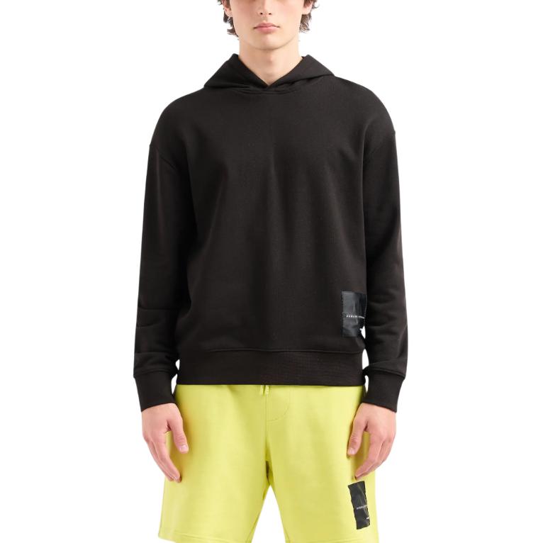 Lookbook 阿玛尼交换AE SS24黑色标志连帽长袖卫衣 3DZMJA-ZJDPZ-1200