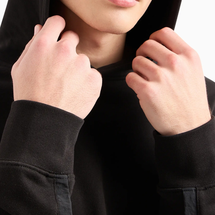 Purchase 阿玛尼交换AE SS24黑色标志连帽长袖卫衣 3DZMJA-ZJDPZ-1200