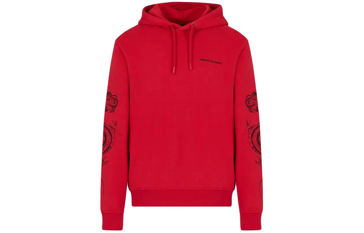 Armani Exchange AE SS24 Dragon Logo Embroidered Hoodie for Men 3DZMGH-ZJ4XZ-1435