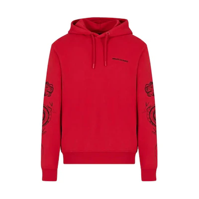 Armani Exchange AE SS24 Dragon Logo Embroidered Hoodie for Men 3DZMGH-ZJ4XZ-1435