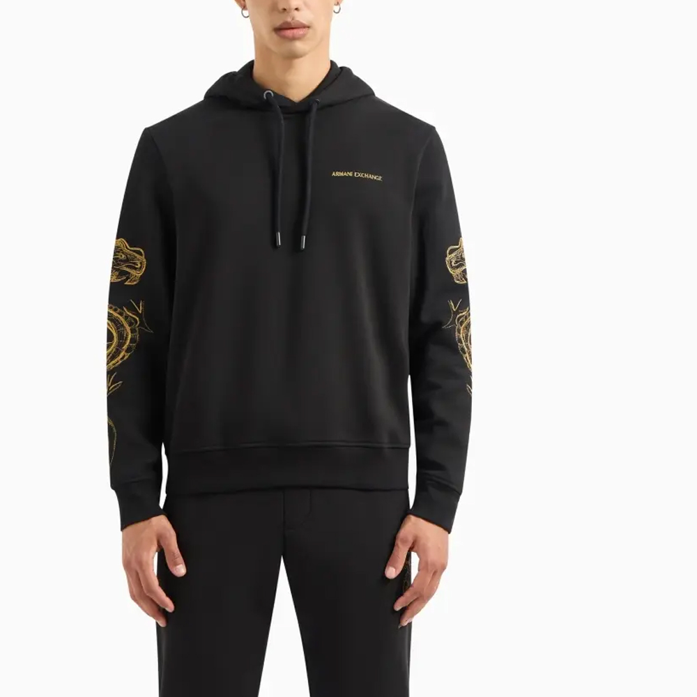 Lookbook Armani Exchange AE 男士刺繡龍標誌連帽衫 SS24 3DZMGH-ZJ4XZ-1435