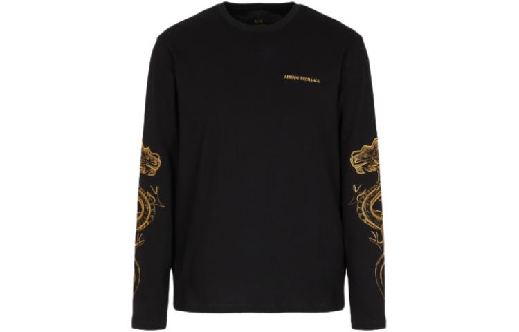 Armani Exchange AE SS24 Logo Print Crewneck Long Sleeve Sweatshirt Black 3DZTDE-ZJ9JZ-1200