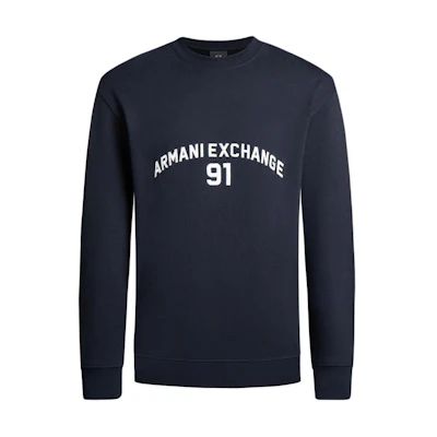 Armani Exchange AE SS24 Navy Blue Crewneck Sweatshirt with Letter Print 3DZMLK-ZJ4XZ-1583