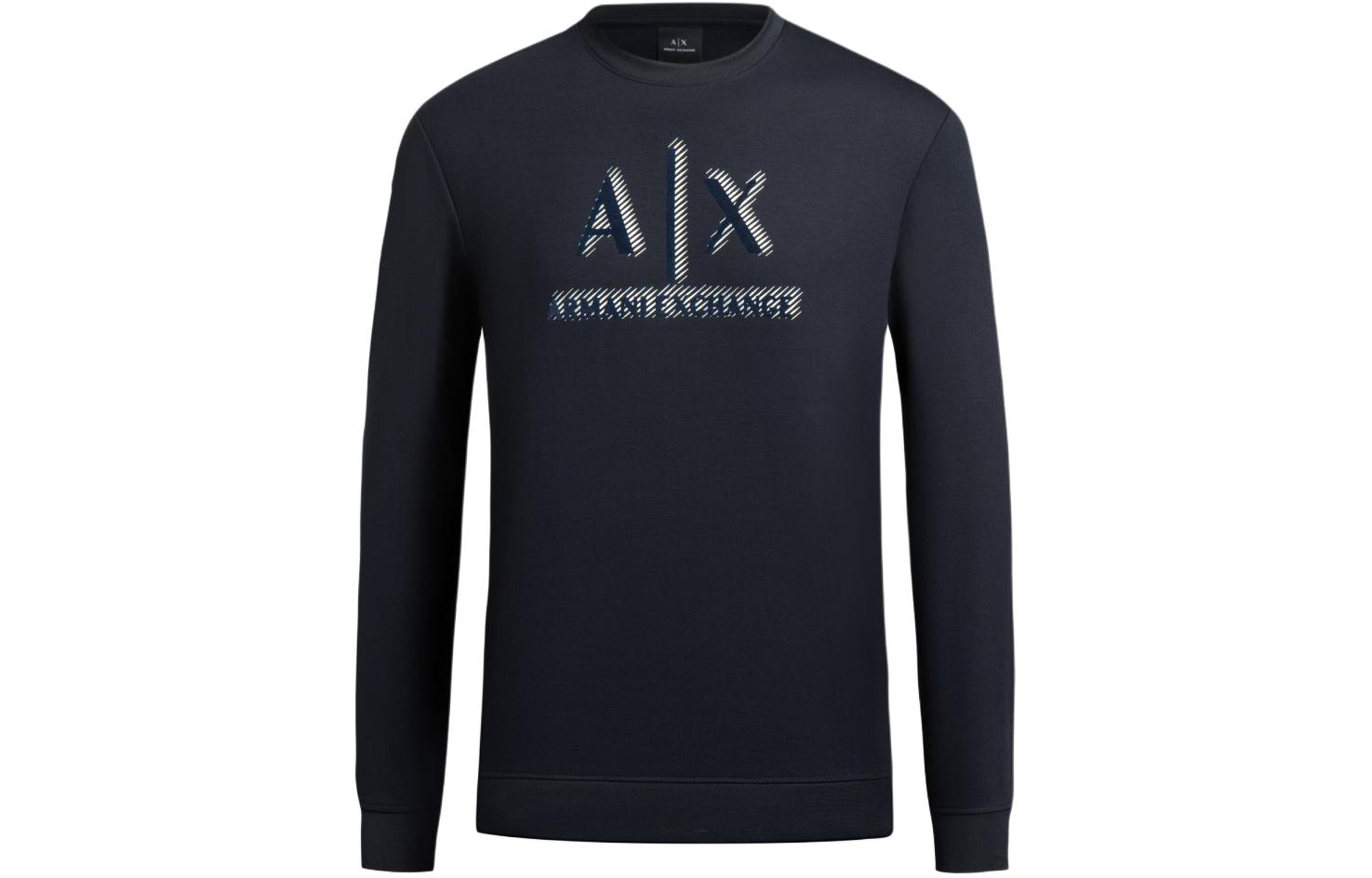Armani Exchange AE SS24 Navy Logo Print Crewneck Sweatshirt Casual Wear 3DZMSA-Z9N1Z-1583