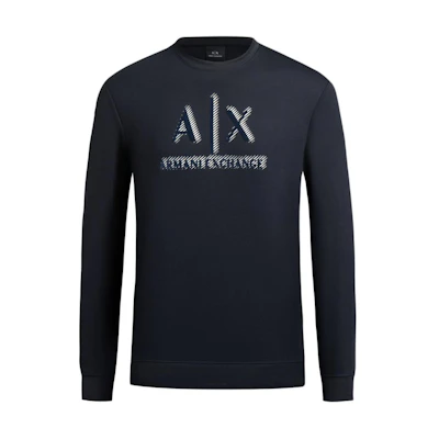 Armani Exchange AE SS24 Navy Logo Print Crewneck Sweatshirt Casual Wear 3DZMSA-Z9N1Z-1583