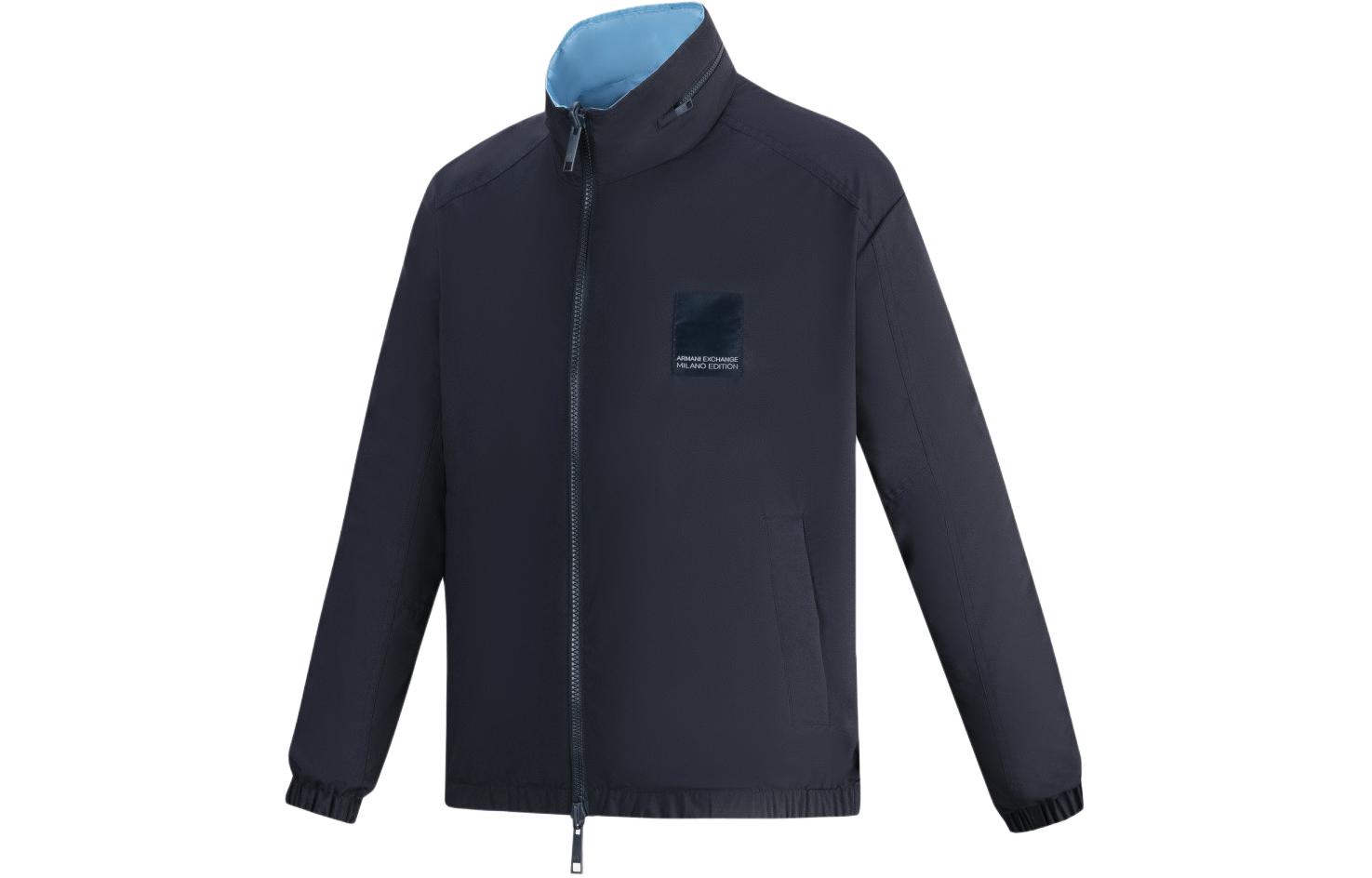 Sizing Chaqueta con Capucha Reversible Bordada Armani Exchange AE SS24 Azul Marino. 3DZB06-ZNB7Z-65BN