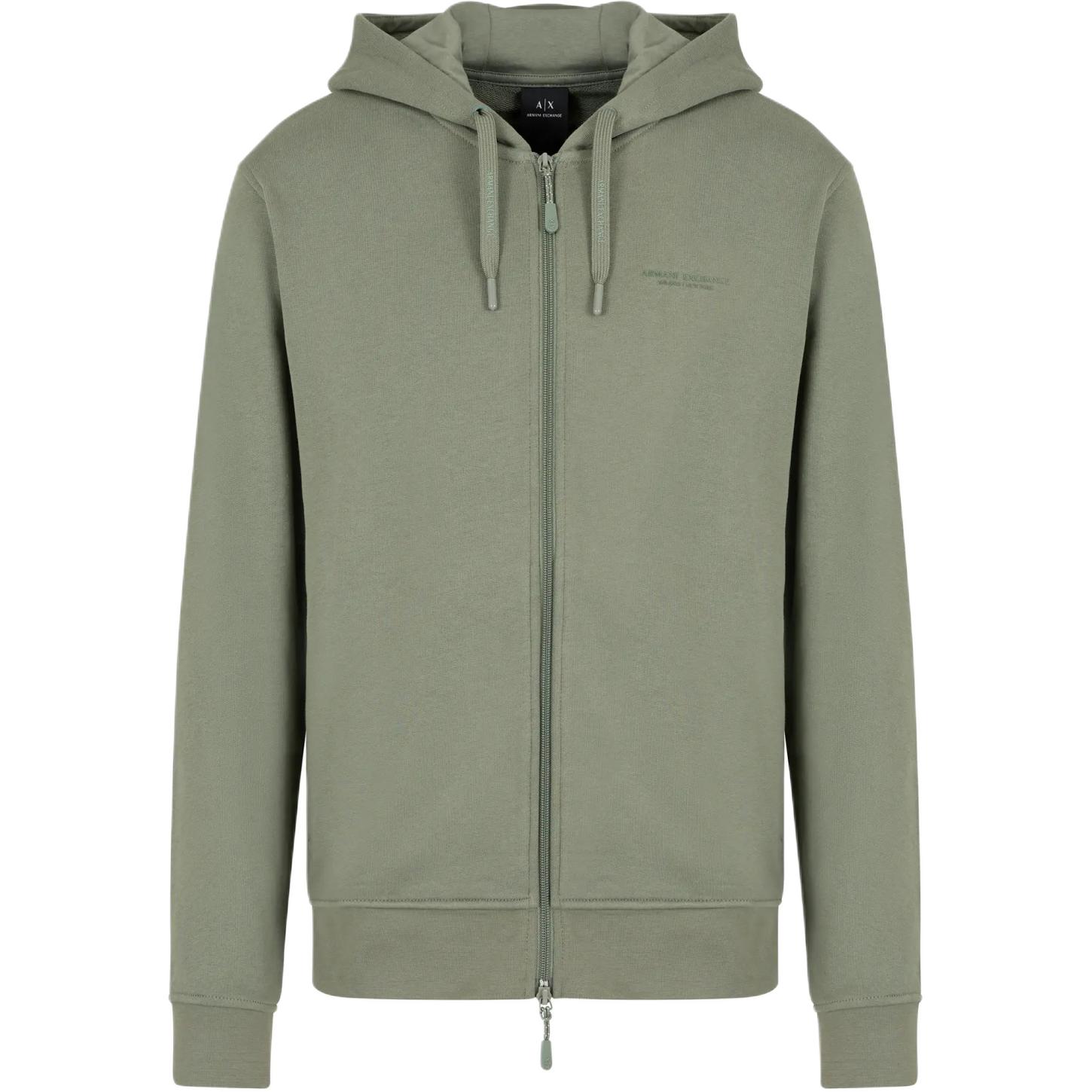 Armani Exchange AE SS24 Teal Green Logo Print Hoodie Jacket for Men 8NZM95-ZJKRZ-1895