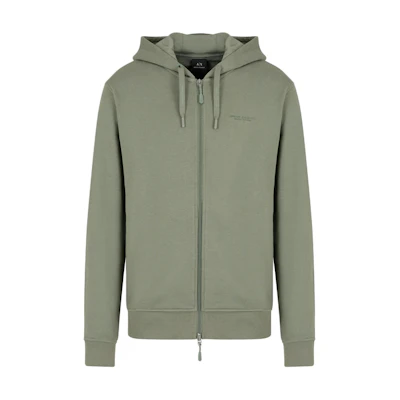 Armani Exchange AE SS24 Teal Green Logo Print Hoodie Jacket for Men 8NZM95-ZJKRZ-1895